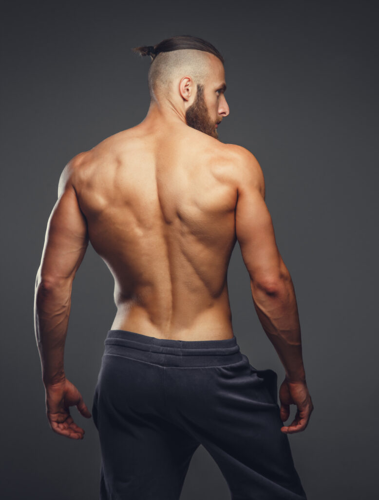 Muscular man's back.